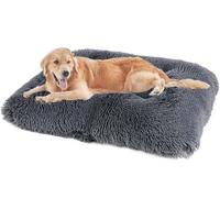 MQXDNFDC Grand lit doux pour chien - 50 x 35 x 6 cm - En peluche chaude de qualité supérieure - Amovible, lavable, antidérapant - Lit apaisant pour chien (gris foncé, 140 x 110 x 15 cm)