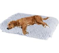 MQXDNFDC Grand lit pour chien et chat en peluche douce - Tapis de sommeil amélioré - Base imperméable et antidérapante - Tailles S/M/L/XL/XXL (gris clair, 110 x 75 cm)