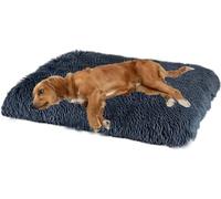 MQXDNFDC Grand lit pour chien et chat en peluche douce - Tapis de sommeil amélioré - Lavable - Fond imperméable et antidérapant - Tailles S/M/L/XL/XXL (gris foncé, 110 x 75 cm)