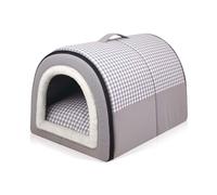 MQXDNFDC Grande maison 2 en 1 pour animal de compagnie avec coussin amovible apaisant, imperméable, antidérapant, pliable, anti-anxiété, lit doux et chaud, pour chien, chiot, chat, lapin (M : 45 x 32