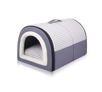 MQXDNFDC Grande maison 2 en 1 pour animal de compagnie avec coussin amovible apaisant, imperméable, antidérapant, pliable, anti-anxiété, lit doux et chaud pour chien, chiot, chat, lapin (M : 45 x 32 x