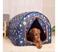 MQXDNFDC Grande maison pour chien avec rideau, coussin orthopédique pour soulager l'anxiété, niche apaisante, lavable, imperméable, antidérapant, pliable 2 en 1 (taille M pour animaux de moins de 5