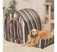 MQXDNFDC Grande niche lavable pour chien et chien avec coussin orthopédique, lit apaisant et anti-anxiété pour l'hiver chaud et doux, 2 en 1 (taille L pour animaux de moins de 10 kg, étoiles bleues)