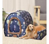 MQXDNFDC Grande niche lavable pour chien et chien avec coussin orthopédique, lit apaisant et anti-anxiété pour l'hiver chaud et doux, tente 2 en 1 pour chien et chat (taille L pour animaux de moins de