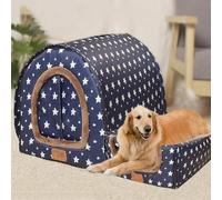 MQXDNFDC Grande niche lavable pour chien et chien avec coussin orthopédique, lit apaisant et anti-anxiété pour l'hiver chaud et doux, tente 2 en 1 pour chien (taille L pour animaux de moins de 10 kg,