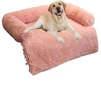 MQXDNFDC Lit apaisant pour chien et chat en peluche ultra douce - Housse amovible avec fermeture éclair - Lavable avec base antidérapante - Rose - 130 x 105 x 18 cm