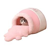 MQXDNFDC Lit d'hiver chaud pour chat, en forme de pot de miel, sac de couchage pour chat avec coussin amovible, tapis confortable en mousse à mémoire de forme lavable pour petits chats A(B)