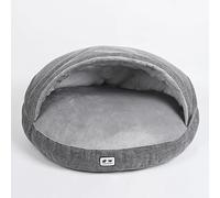 MQXDNFDC Lit doux 2 en 1 pour chien et chat - Lit en peluche chaude semi-fermé - Lit anti-anxiété pour chiot et chaton (gris, 89 x 10 cm)