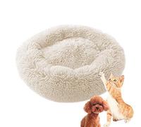 MQXDNFDC Lit doux pour animaux de compagnie pour chats et chiens, chiots, coussin rond pour animal de compagnie, lit apaisant pour animal de compagnie, tapis de couchage en peluche chaude avec base