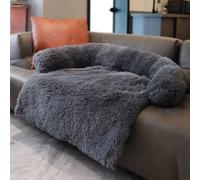 MQXDNFDC Lit en peluche apaisant pour chien et chat - Protection de meubles avec fond antidérapant - Lavable - Doux et chaud - 90 x 80 x 13 cm (gris foncé, XL)