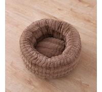 MQXDNFDC Lit pour chats et chiens de petite et moyenne taille avec coussin doux rond ou ovale en forme de donut, lit pour chats et chiens de petite taille, marron, M (50 x 50 cm)
