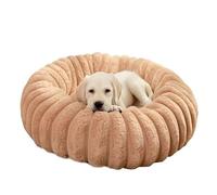 MQXDNFDC Lit pour chien - En peluche droite - Tapis rond à poils longs - Pour l'hiver - Fond antidérapant - Lavable en machine - Pour dormir au chaud - 70 cm (E, 80 cm)