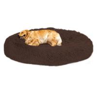 MQXDNFDC Lit rond apaisant en peluche chaude et douce en forme de beignet pour chien ou chat - Confortable pour un sommeil profond - 71,1 cm - Noir (marron, 99,1 cm)