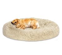 MQXDNFDC Lit rond apaisant pour animal de compagnie, coussin chaud et doux en forme de beignet confortable pour un sommeil profond - 71,1 cm - noir (kaki, 89 cm)