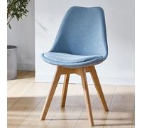 MQXDNFDC Lot de 1/2 chaises de salle à manger avec pieds en bois, chaises d'appoint modernes rembourrées en lin pour cuisine, salon, salle à manger (1, orange) (bleu 1, lot de 1)