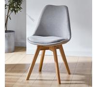 MQXDNFDC Lot de 1/2 chaises de salle à manger avec pieds en bois, chaises d'appoint modernes rembourrées en lin pour cuisine, salon, salle à manger (1, orange) (gris1, lot de 1)