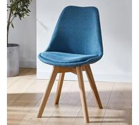 MQXDNFDC Lot de 1/2 chaises de salle à manger avec pieds en bois, chaises d'appoint modernes rembourrées en lin, chaise de loisirs pour cuisine, salon, salle à manger (1, orange) (bleu, lot de 2)