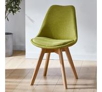 MQXDNFDC Lot de 1/2 chaises de salle à manger avec pieds en bois, chaises d'appoint modernes rembourrées en lin pour cuisine, salon, salle à manger (1, orange) (vert, lot de 1)