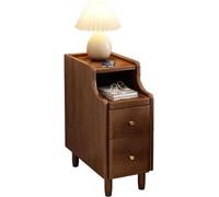 MQXDNFDC Lot de 2 tables d'appoint étroites avec tiroirs - Table de chevet étroite pour chambre à coucher - 2 couleurs (marron, 25 cm)
