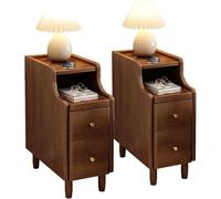 MQXDNFDC Lot de 2 tables de chevet étroites avec tiroirs pour chambre à coucher, 2 couleurs (taille : 25 cm, couleur : marron, 20 cm)