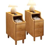 MQXDNFDC Lot de 2 tables de chevet étroites avec tiroirs pour chambre à coucher - 2 couleurs (taille : 25 cm, couleur : marron) (Naturel-2 pièces, 25 C)