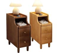 MQXDNFDC Lot de 2 tables de chevet étroites avec tiroirs pour chambre à coucher, 2 couleurs (taille : 30 cm, couleur : marron) (1 de chaque 2 couleurs)