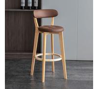 MQXDNFDC Lot de 2 tabourets de bar rembourrés en similicuir avec siège rembourré, pieds en bois massif avec repose-pieds, pour cuisine, îlot de 2, orange, 71,1 cm