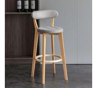 MQXDNFDC Lot de 2 tabourets de bar rembourrés en similicuir avec siège rembourré, pieds en bois massif avec repose-pieds, pour cuisine, îlot de 2, orange (gris)