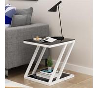 MQXDNFDC Lot de 3 petites tables basses carrées en forme de Z en verre trempé pour canapé de salon