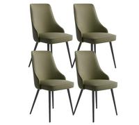 MQXDNFDC Lot de 4 chaises d'appoint en cuir synthétique résistant à l'eau avec pieds en métal pour cuisine, salon, comptoir (vert foncé, B