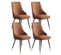 MQXDNFDC Lot de 4 chaises d'appoint en cuir synthétique résistant à l'eau avec pieds en métal pour cuisine, salon, comptoir (café foncé,