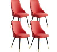 MQXDNFDC Lot de 4 chaises d'appoint en cuir synthétique résistant à l'eau avec pieds en métal pour cuisine, salon, comptoir (rouge, noir