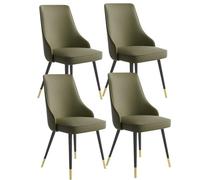 MQXDNFDC Lot de 4 chaises d'appoint en cuir synthétique résistant à l'eau avec pieds en métal pour cuisine, salon, comptoir (vert foncé, B