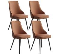 MQXDNFDC Lot de 4 chaises d'appoint en cuir synthétique résistant à l'eau avec pieds en métal pour cuisine, salon, comptoir (café foncé,