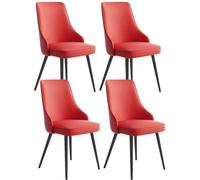 MQXDNFDC Lot de 4 chaises d'appoint en cuir synthétique résistant à l'eau avec pieds en métal pour cuisine, salon, comptoir (rouge, noir