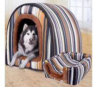 MQXDNFDC Luxueuse niche 2 en 1 pour chien et chat - Lit apaisant portable et apaisant - Coussin orthopédique anti-anxiété - Tente douce pour chiens de taille moyenne et grande (taille XL - 76 x 55 x