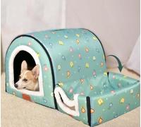 MQXDNFDC Luxueuse niche 2 en 1 pour chien et chat - Lit apaisant portable et apaisant - Coussin orthopédique anti-anxiété - Tente douce pour chiens de taille moyenne et grande (taille XL - 76 x 55 x