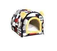 MQXDNFDC Maison confortable pour chat, chiot, chaton - Lit pliable et chaud en forme de grotte - Lit anti-anxiété - Motif géométrique - 70 x 55 x 52 cm