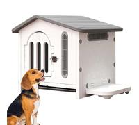 MQXDNFDC Maison pour chat d'extérieur 2025 - Résistante aux intempéries et à l'eau - Avec fenêtres - Maison pour chat d'intérieur - Avec porte et gamelle - Blanc