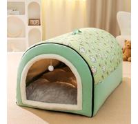 MQXDNFDC Maison pour chien, grand lit pliable 2 en 1 avec coussin anti-anxiété, doux et chaud, antidérapant, pour animaux de compagnie, chiens, chiots, chats, lapins, amovible et lavable (M : 50 x 40