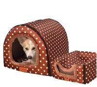 MQXDNFDC Niche extra large pour animal de compagnie, coussin d'hiver chaud et amovible, sac de couchage pour chien, chats/chiot (XL - 76 x 55 x 51 cm, étoiles bleues) (motif à pois, taille 2XL)