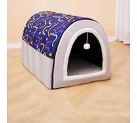 MQXDNFDC Niche portable confortable pour chats et chiens, niche lavable et antidérapante pour animaux de compagnie, lit anti-anxiété, chien ou chat - Coussin chaud - Bleu - 55 x 43 x 40 cm