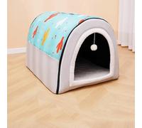 MQXDNFDC Niche portable confortable pour chats et chiens, niche lavable et antidérapante pour animaux de compagnie, lit anti-anxiété pour chiens et chats (bleu ciel, 45 x 38 x 34 cm)