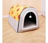 MQXDNFDC Niche portable confortable pour chats et chiens, niche lavable et antidérapante pour animaux de compagnie, lit anti-anxiété pour chiens et chats - Coussin de couchage chaud (jaune, 75 x 57 x