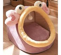 MQXDNFDC Niche portable pour chien et chat - Doux et chaud avec coussin amovible - Antidérapant - Lavable - Lit pour chien et chat - Tapis de couchage (rose, 45 x 40 x 35 cm)