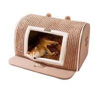 MQXDNFDC Niche pour chat - Garde au chaud - Lit semi-fermé pour chat - Tapis confortable avec coussin amovible lavable et fond antidérapant pour chiens de petite et grande taille - Gris, M (marron,