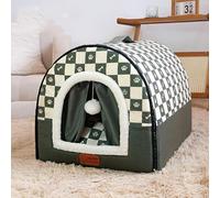 MQXDNFDC Niche pour chiens et chats - Lit doux et chaud et confortable 2 en 1 pour chien et chat de petite, moyenne taille (vert, 76 x 55 x 50 cm)