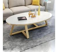 MQXDNFDC Table basse en marbre et pierre avec pieds croisés, table de cocktail ovale nordique en ardoise, table basse de salon, table basse en marbre gris, base de table dorée, 100,3 x 49,5 x 45,7 cm