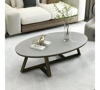 MQXDNFDC Table basse en marbre et pierre avec pieds croisés, table de cocktail ovale nordique en ardoise, table basse de salon, table basse en marbre gris, base de table dorée, 100,3 x 49,5 x 45,7 cm