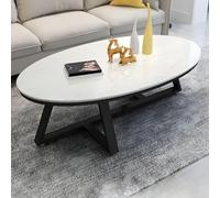 MQXDNFDC Table basse en marbre et pierre avec pieds croisés, table de cocktail ovale nordique en ardoise, table basse de salon, table basse en marbre gris, base de table dorée, 100,3 x 49,5 x 45,7 cm